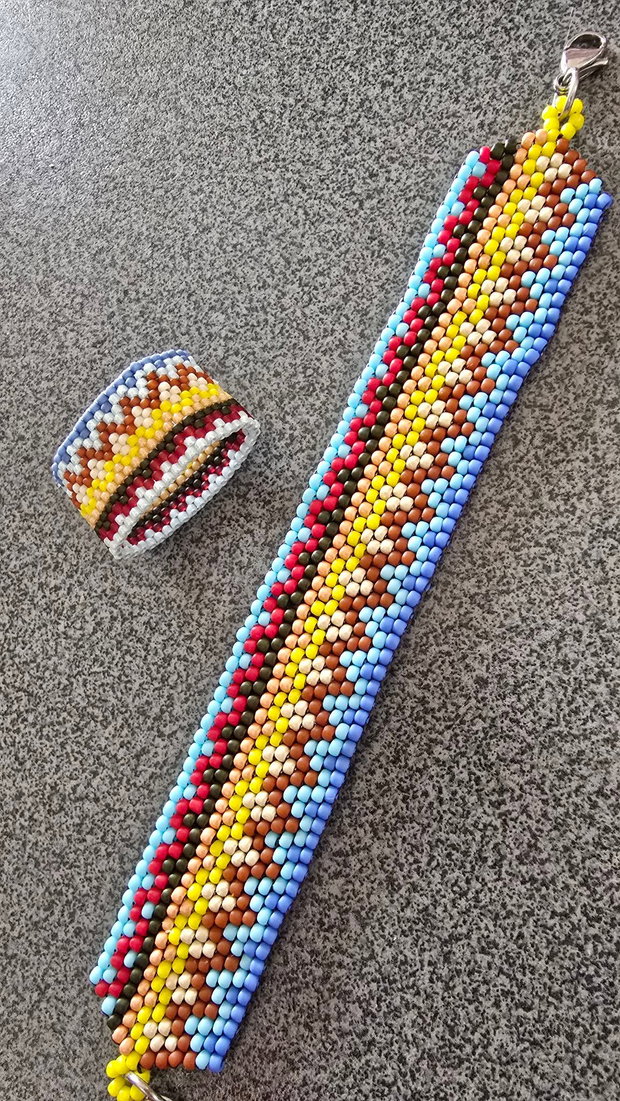 Set Drum de Culoare Brățară și Inel din Mărgele