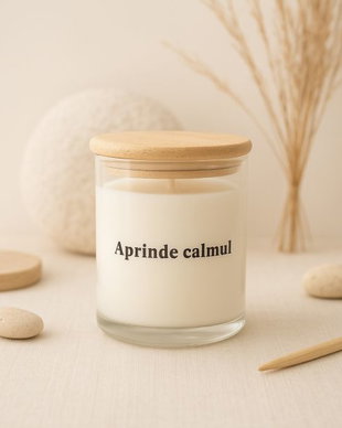 Lumânare parfumată handmade cu aromă de scorțișoară, din ceară vegetală, decor elegant