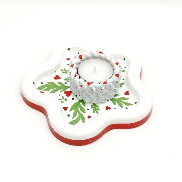 Set decorativ alb rosu verde cu inimioare 4582