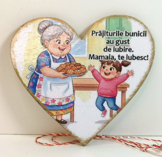 Martisor cu magnet, personalizat pentru bunica, mamaia