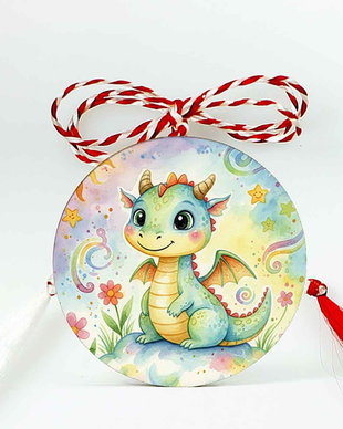 Martisor din lemn cu Dinozaur