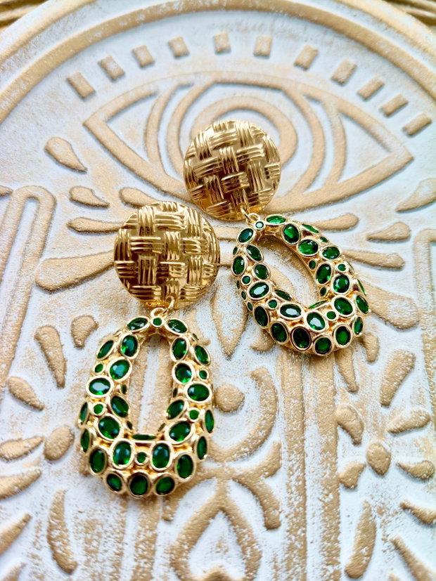 Cercei statement cubic zirconia & inox gold
