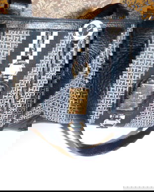 TOMMY  HILFIGER, geanta originala, combinatie cu piele , deosebita, ceas nou  cadou