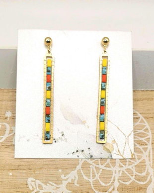 Cercei lungi boho mozaic minimalisti cu margele Miyuki Tila