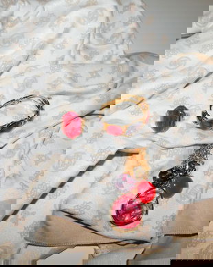 Esarfa deosebita cu 2  fete ,  fire metal discrete  ,  cadou set Italia asortat