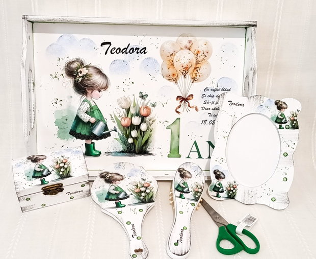 Tavita/set de mot fetita cu lalele