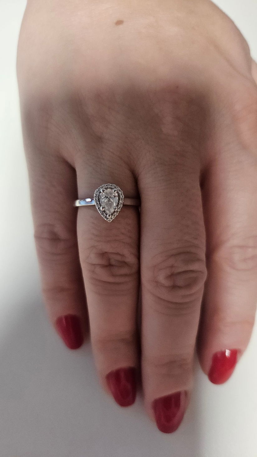 Inel elegant de logodna din aur alb de 14K (585) cu un diamante