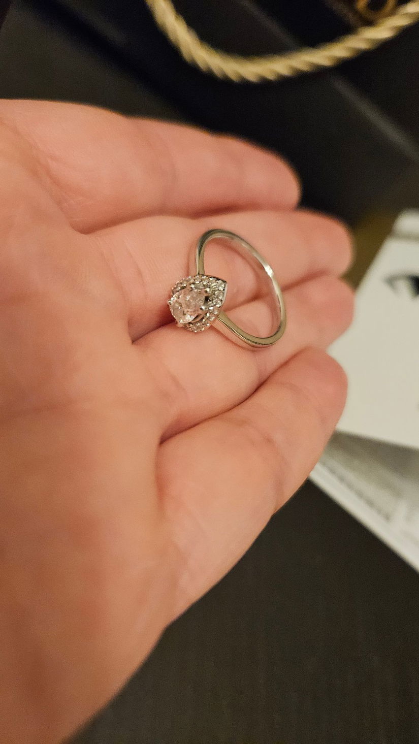 Inel elegant de logodna din aur alb de 14K (585) cu un diamante