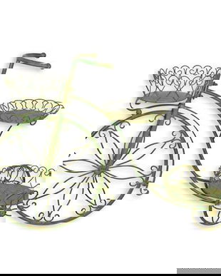 Bicicleta-jardiniera din fier forjat antik green