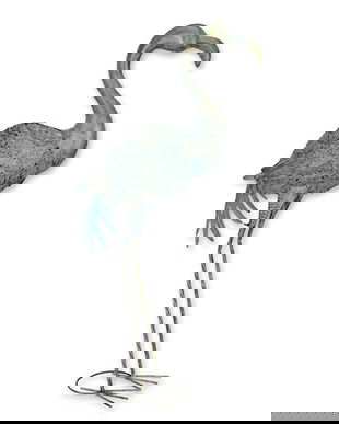 Flamingo decorativ din metal antik grey