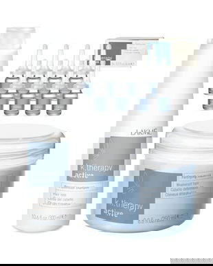 Set impotriva caderii parului, Lakme, K.Therapy Active, Sampon 300ml + Masca 250ml + Fiole 8x6ml