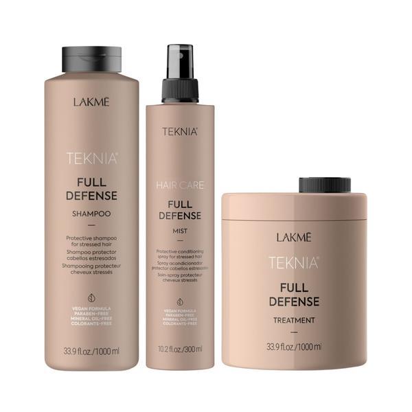 Set pentru par deteriorat, Lakme, Teknia, Full Defense, Sampon 1000ml + Tratament 300ml + Masca 1000ml