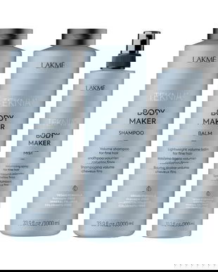 Set pentru par gras si lipsit de volum, Lakme Teknia Body Maker, Sampon 1000ml + Balsam 1000ml + Tratament 300ml