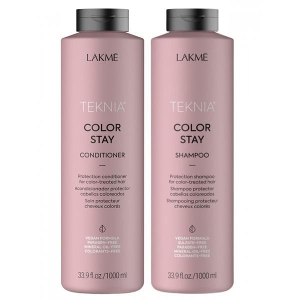 Set pentru par vopsit, Lakme Teknia Color Stay, Sampon 1000ml + Balsam 1000ml
