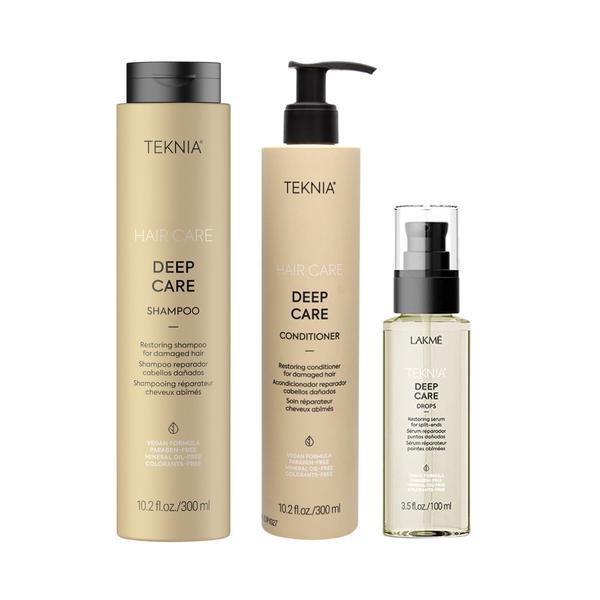 Set pentru reparare, Lakme Teknia Deep Care, Sampon 300ml + Balsam 300ml + Ulei 100ml