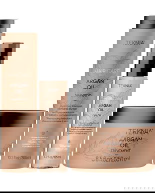 Set pentru par uscat, Lakme, Argan Oil, Sampon 300ml + Ulei 125ml + Masca 250ml