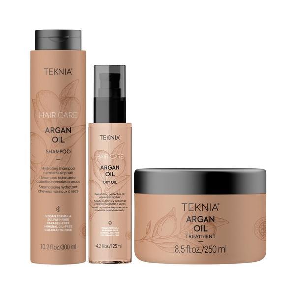 Set pentru par uscat, Lakme, Argan Oil, Sampon 300ml + Ulei 125ml + Masca 250ml