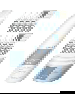 Set impotriva caderii parului, Lakme, K.Therapy Active, Sampon 300ml + Masca 250ml + Fiole 8x6ml x 2 buc.