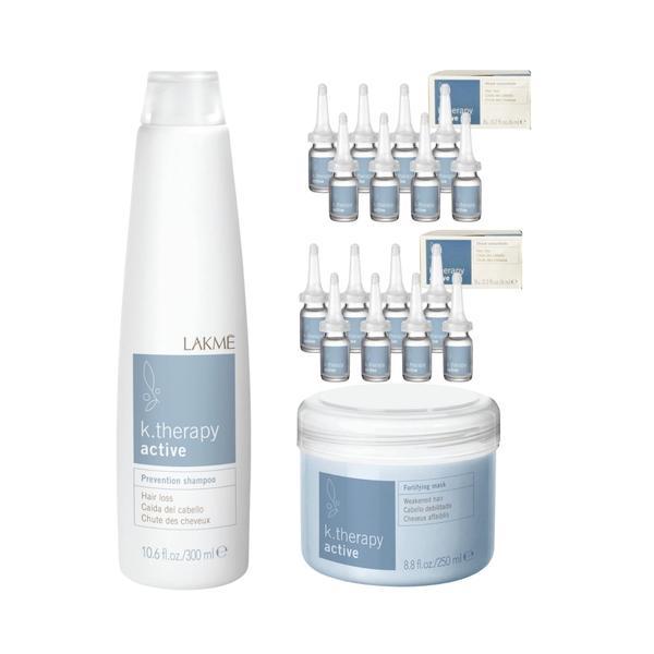 Set impotriva caderii parului, Lakme, K.Therapy Active, Sampon 300ml + Masca 250ml + Fiole 8x6ml x 2 buc.