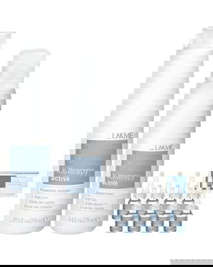 Set impotriva caderii parului, Lakme, K.Therapy Active, Sampon 300ml + Lotiune 125ml + Fiole 8x6ml