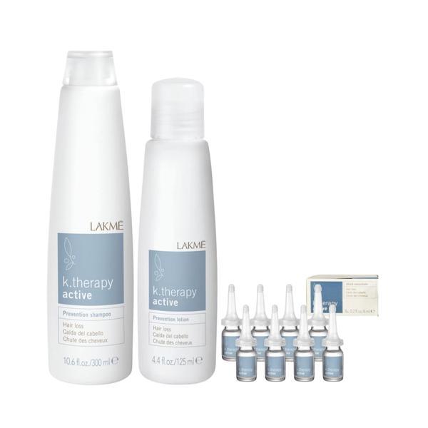 Set impotriva caderii parului, Lakme, K.Therapy Active, Sampon 300ml + Lotiune 125ml + Fiole 8x6ml