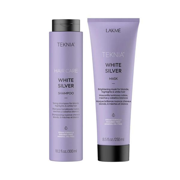 Set pentru par blond, Lakme, White Silver Mask 250ml + White Silver Shampoo 300ml