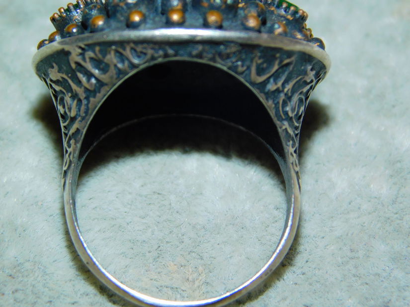 Inel nou argint masiv  925,  13 grame , perla. cuart , jad