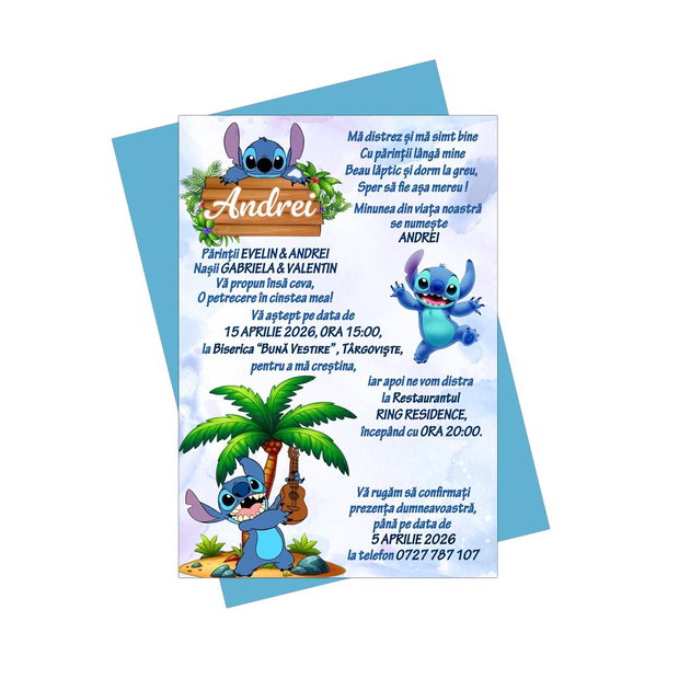 Invitatii Botez Baieti Stitch