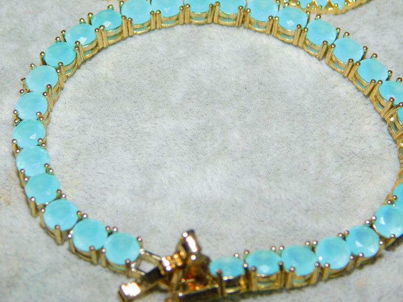 Cercei  cu bratara   cristale zirconiu turcoaz, set deosebit