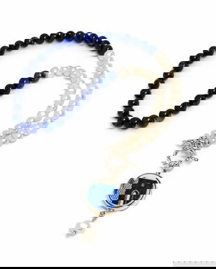 Colier "Castle" cu pandantiv din argint si fragment de portelan