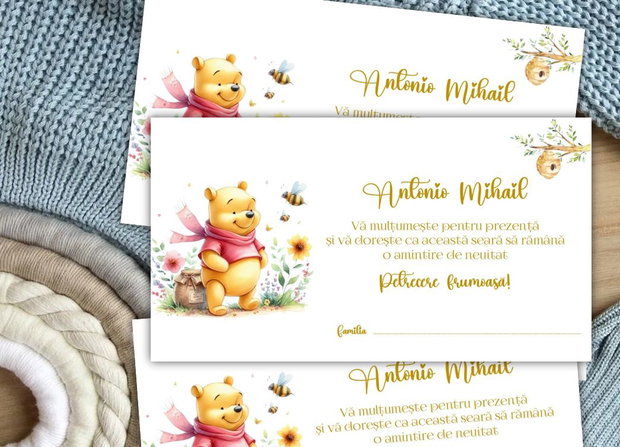 Plicuri bani botez Winnie the pooh și albinuță