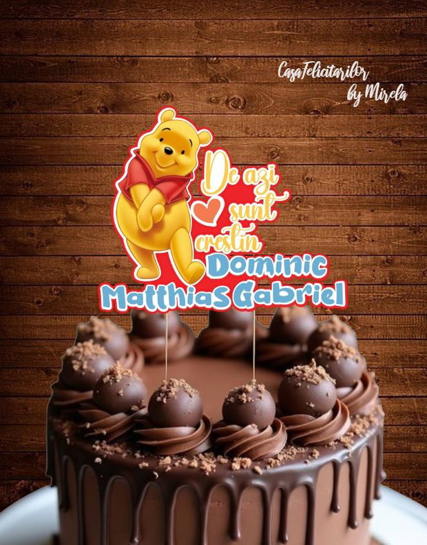 Topper tort Winnie the pooh-De azi sunt creștin