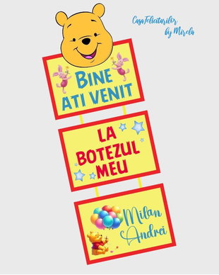 Banner pentru întâmpinare oaspeți Winnie the Pooh