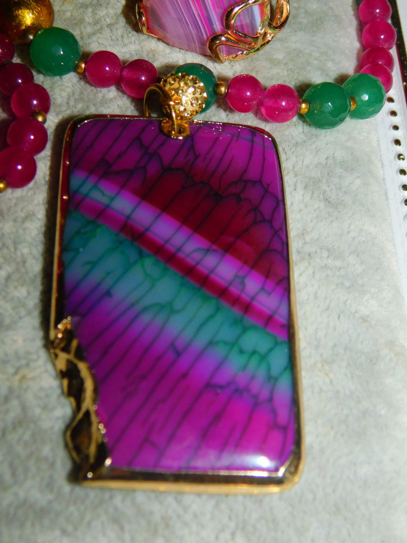 Colier nou deosebit, cuat, jad, placare, pandant masiv, cadou inel nou asortat