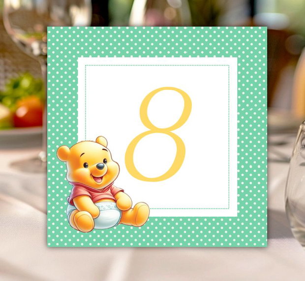 Numere de masă botez băieței tematică Winnie the Pooh