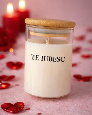 Lumanare parfumata TE IUBESC Amoure din ceara de soia cadou romantic