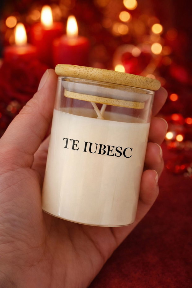Lumanare parfumata TE IUBESC Amoure din ceara de soia cadou romantic