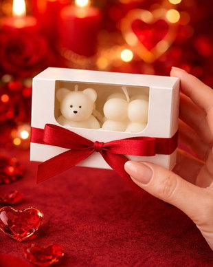 Set lumanari decorative Petit Amour cu ursulet si bubble cadou romantic