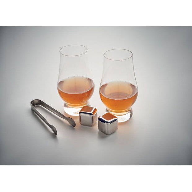 Set cadou degustare Élégance Noire pahare 200 ml cu cuburi de gheata din inox