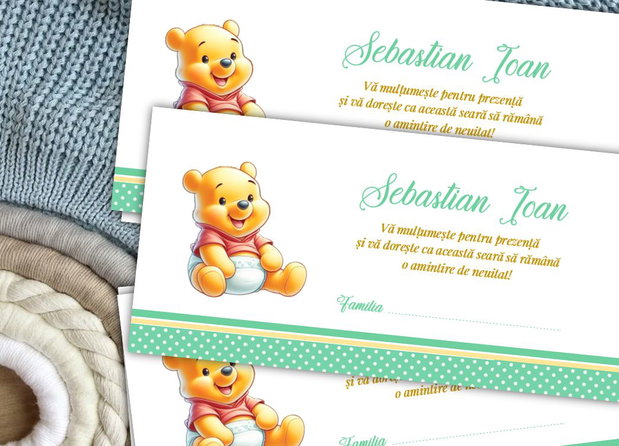 Plicuri bani botez băieței Winnie the Pooh, vernil