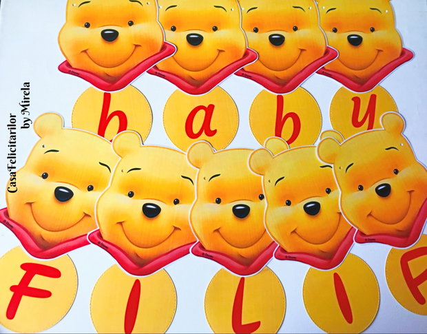 Ghirlandă Winnie the Pooh decor personalizat pentru petrecer