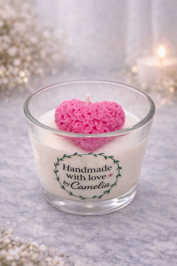 Lumanare parfumata cadou cu inimioara- cadou romantic&delicat