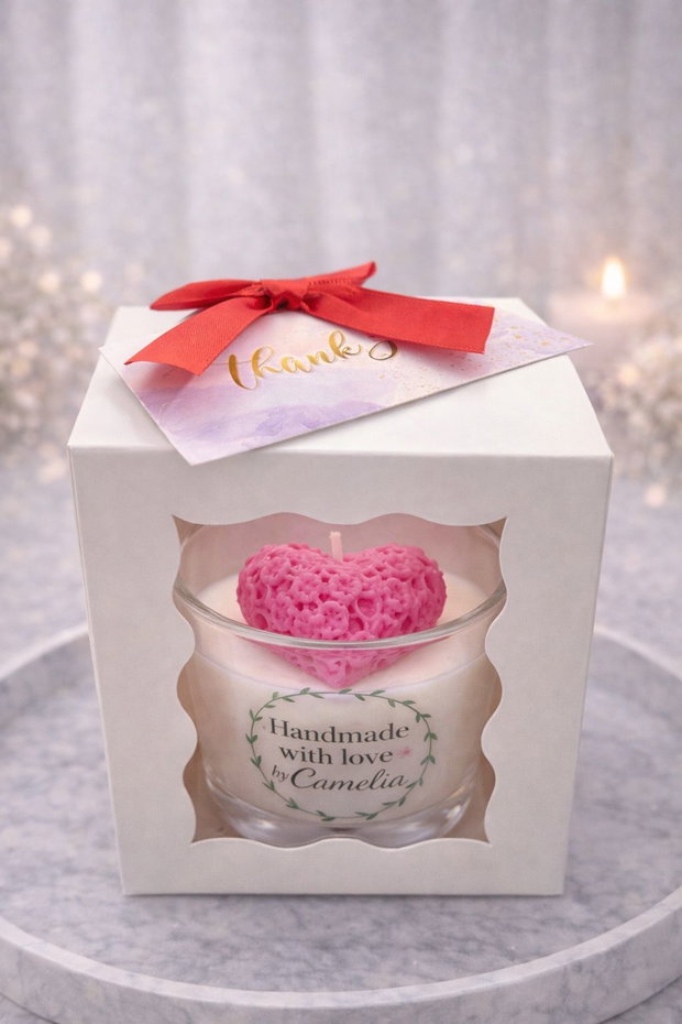 Lumanare parfumata cadou cu inimioara- cadou romantic&delicat