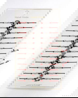 Set 12 Brățări Mărțișor Reglabile, Zodii, Șnur Roșu cu Bănuț Metalic