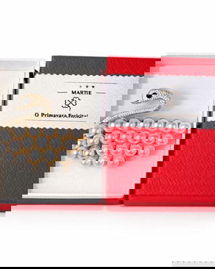 Broșă Mărțișor Lebădă Elegantă cu Perle Albe