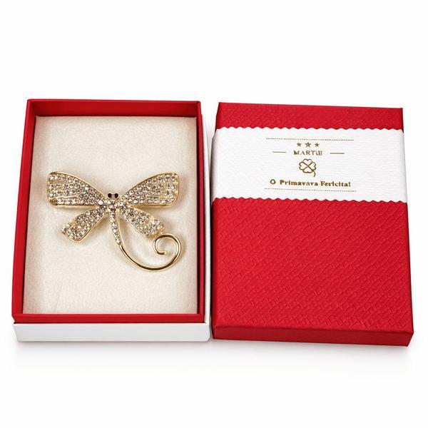 Broșă Mărțișor Libelulă Elegantă cu Cristale Strălucitoare,