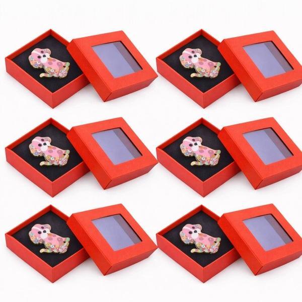 Set 6 Mărțișoare Broșă Cățeluș Colorat, Design Drăgălaș, Cutie Cadou Individuală