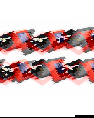 Set 6 Broșe Mărțișor Libelulă Elegantă, Emailată Turcoaz-Auriu cu Perlă, cu Cutie Cadou Roșie