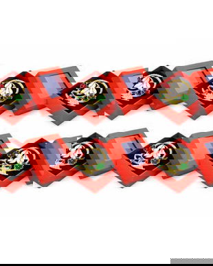 Set 6 Broșe Mărțișor Ghiocei cu Trifoi Norocos, Emailate Multicolor, cu Cutie Cadou Roșie