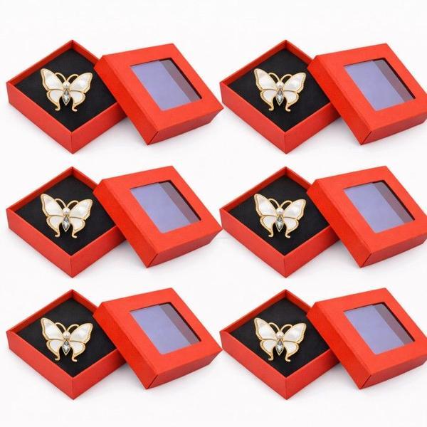 Set 6 Mărțișoare Broșă Fluture Alb Elegant, Design Delicat, Cutie Cadou Individuală